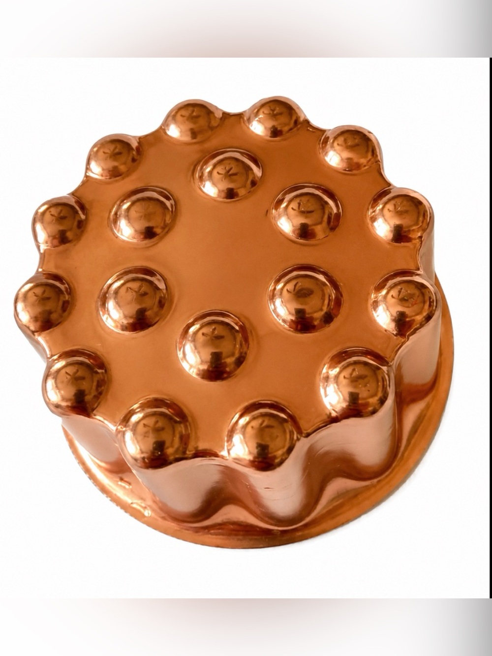Round Bubble Design Copper 1.5 Liter Jello Mold or Wall Hanging Farmhouse